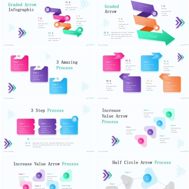 流程图结构图信息图表PPT模板Process Infographic (Light Version)