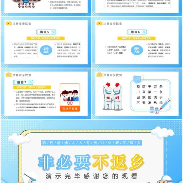 蓝色卡通疫情防控非必要不返乡PPT模板 蓝色卡通疫情防控非必要不返乡PPT模板