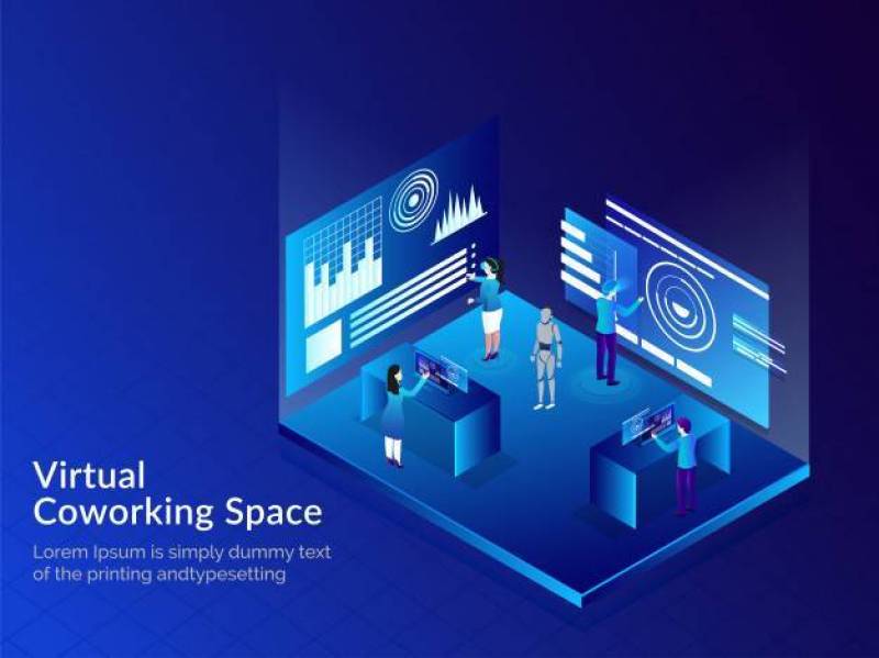 Virtual co-working space concept.