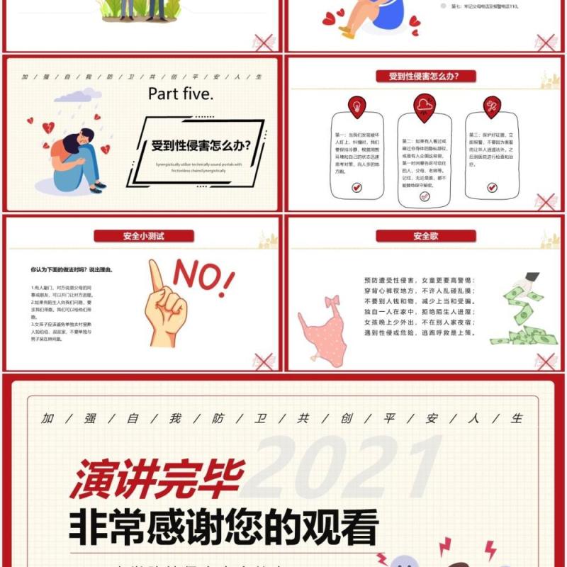 简约卡通小学防性侵害安全教育培训课件PPT模板