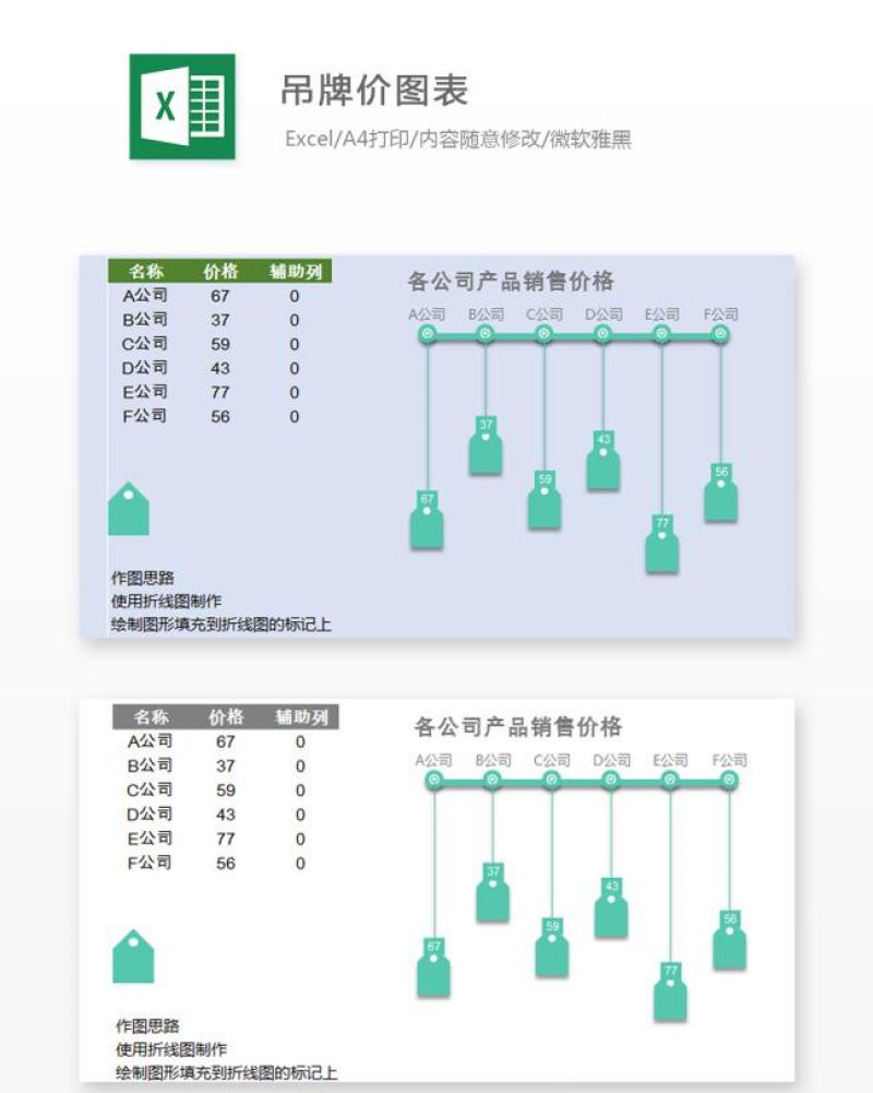吊牌价图表Excel表格模板
