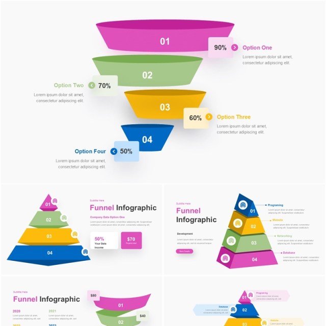 漏斗图信息图表PPT模板Funnel Infographic