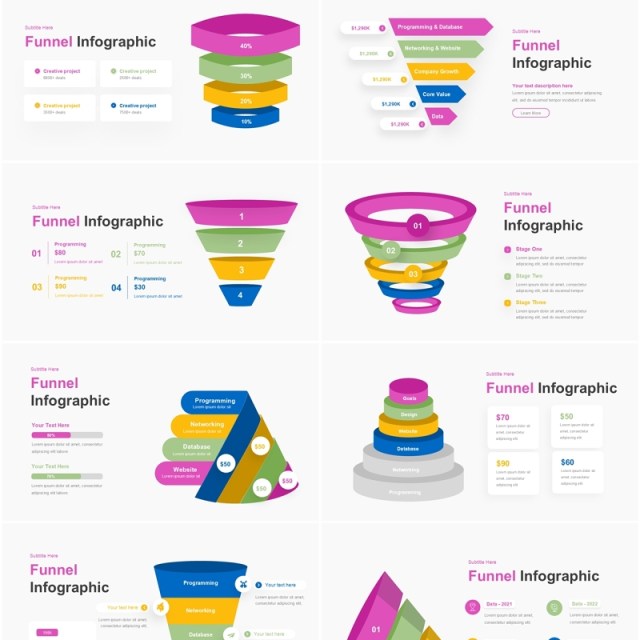 漏斗图信息图表PPT模板Funnel Infographic