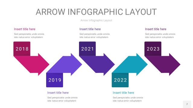 紫色系箭头PPT信息图表7