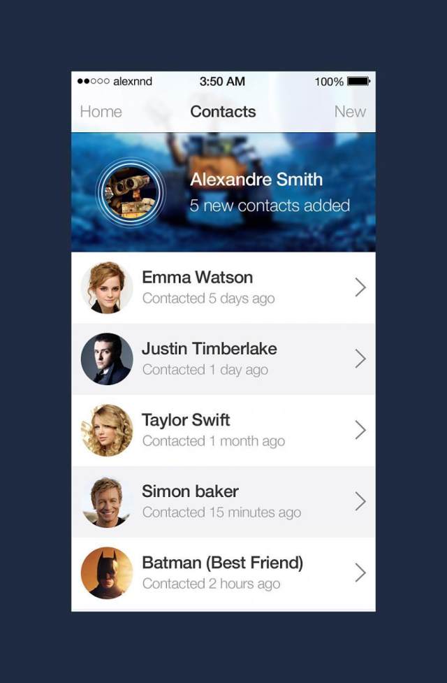 iOS7风格通讯录app界面
