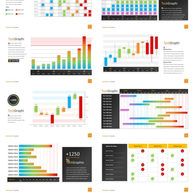 可视化表格数据时间线展示PPT素材模板visual data timeline presentation