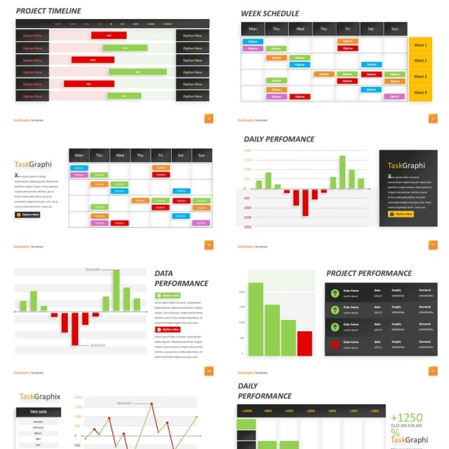 可视化表格数据时间线展示PPT素材模板visual data timeline presentation