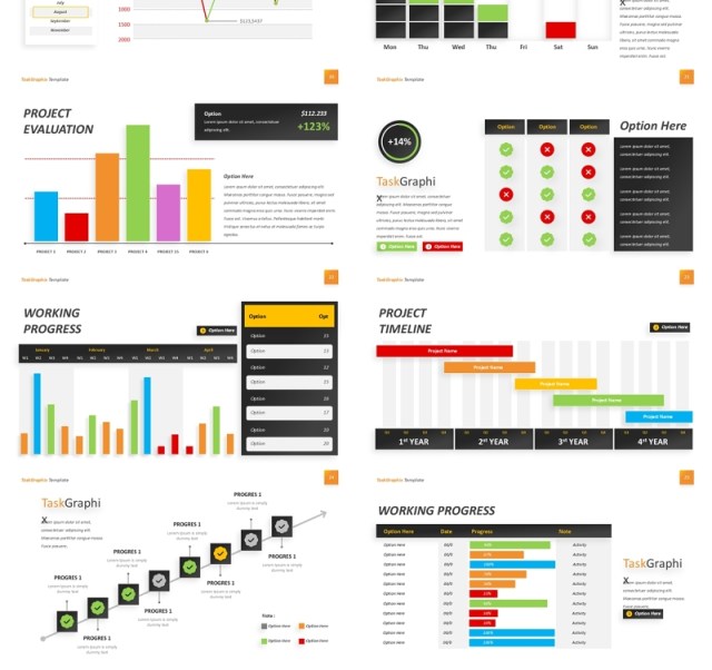 可视化表格数据时间线展示PPT素材模板visual data timeline presentation