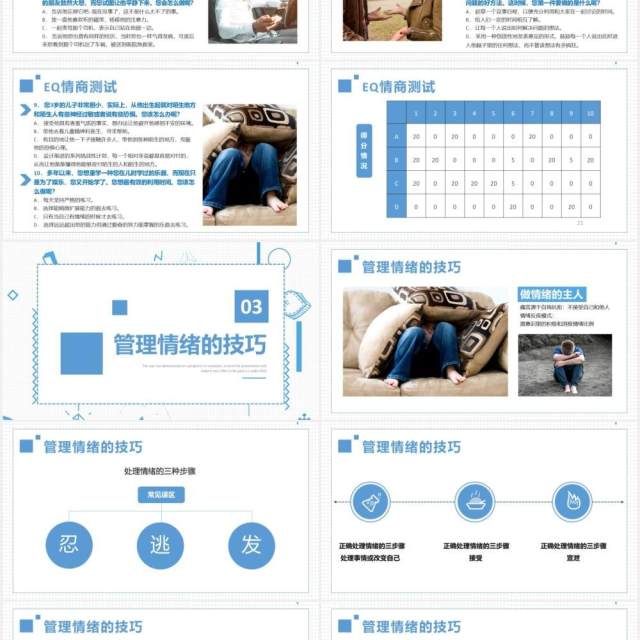 简约蓝色企业员工管理心态培训自我情绪管理PPT模板 简约蓝色企业员工管理心态培训自我情绪管理PPT模板