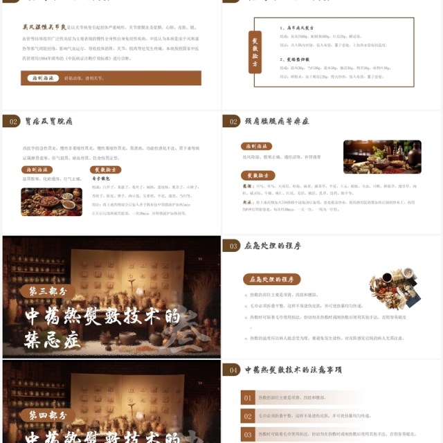 棕色中国风中药热熨敷技术PPT模板 棕色中国风中药热熨敷技术PPT模板