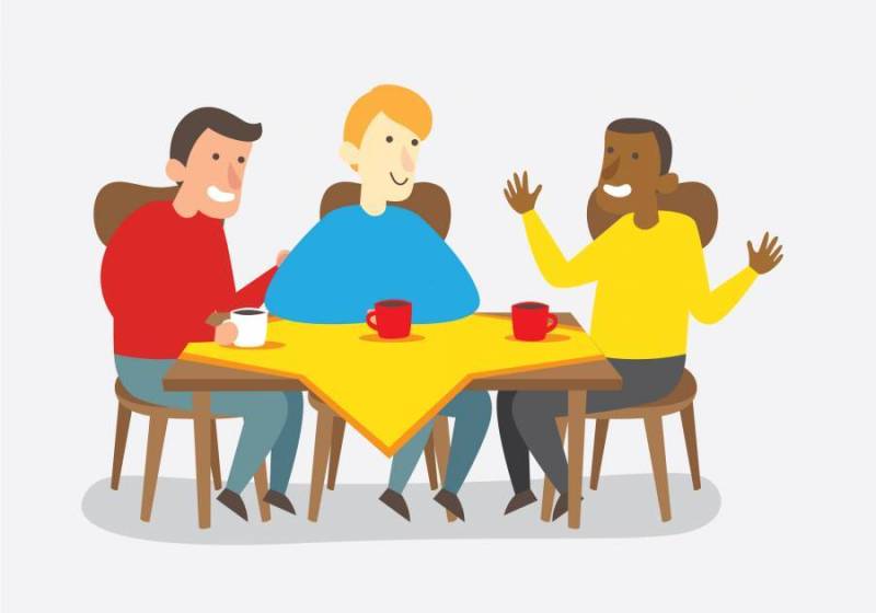 朋友在晚饭后交谈