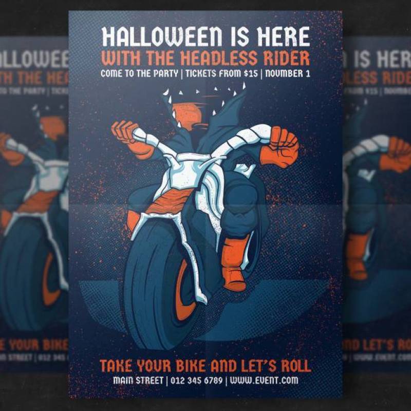 Headless Rider Halloween Party Flyer Template