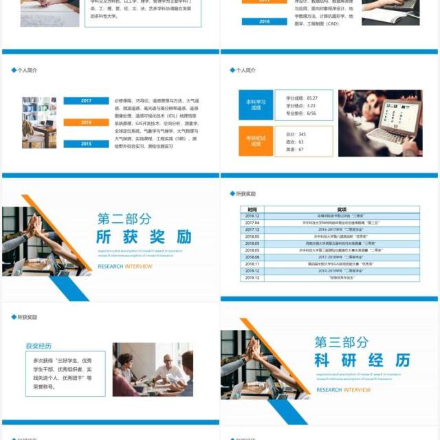 保研面试奖励科研经历及设想动态PPT模板
