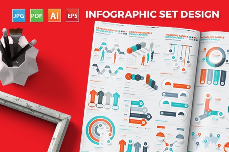 创意组合信息图表图形设计 Infographics Design
