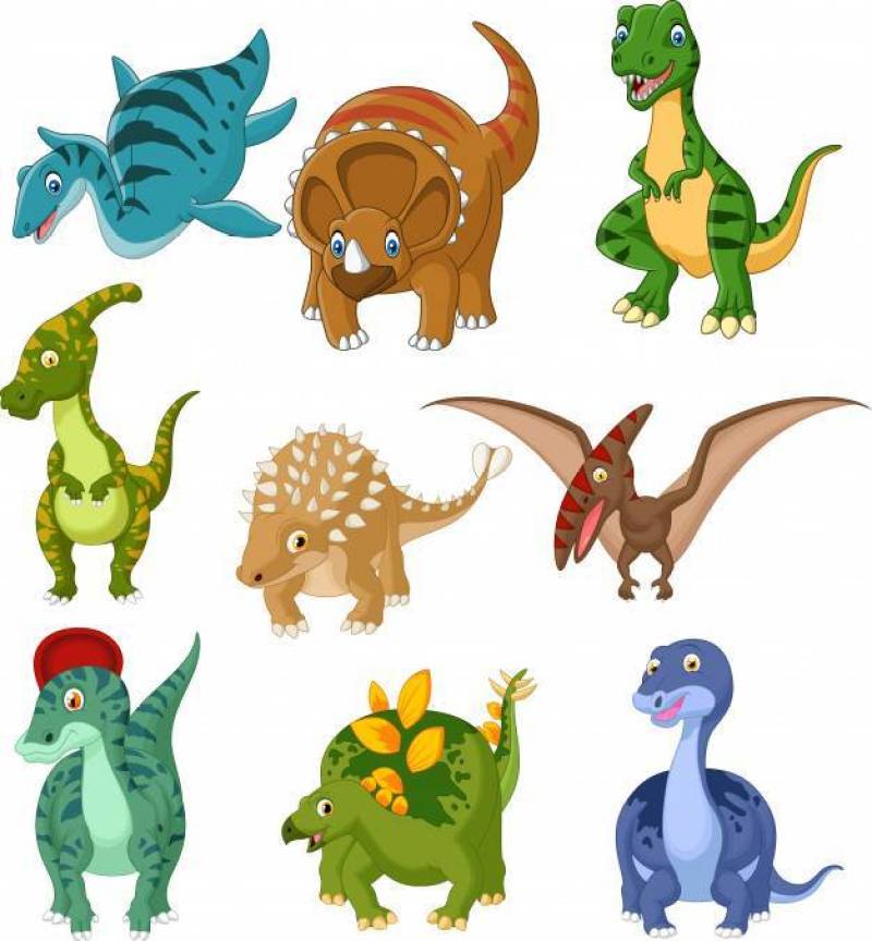 Cartoon dinosaurs collection set