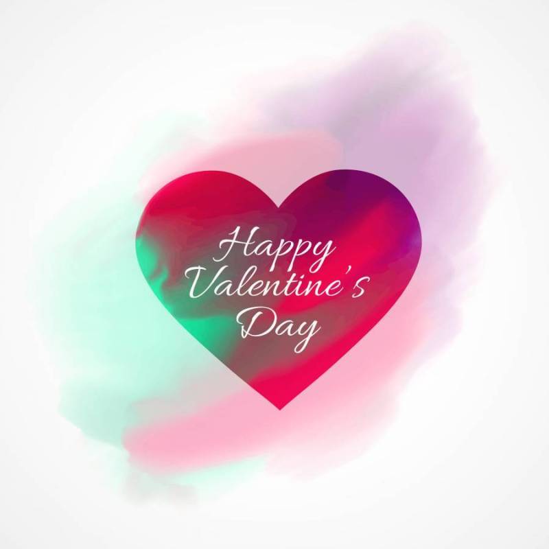 情人节背景与水彩的心