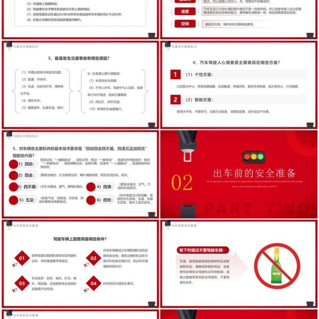 红色简约风全国交通安全日PPT模板