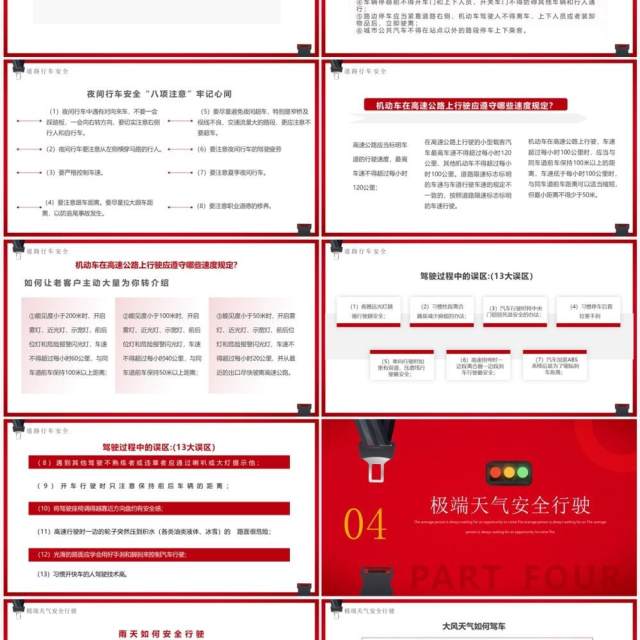 红色简约风全国交通安全日PPT模板