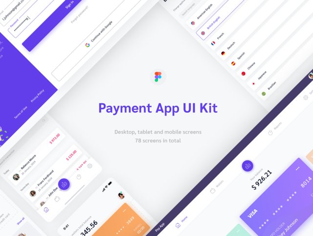 支付应用程序Web和移动UI工具包为Figma，支付应用程序Web和移动UI
