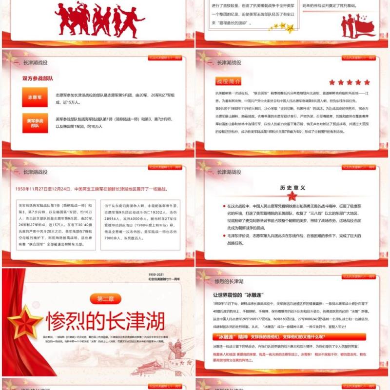 红色党政风长津湖战役宣传介绍PPT模板