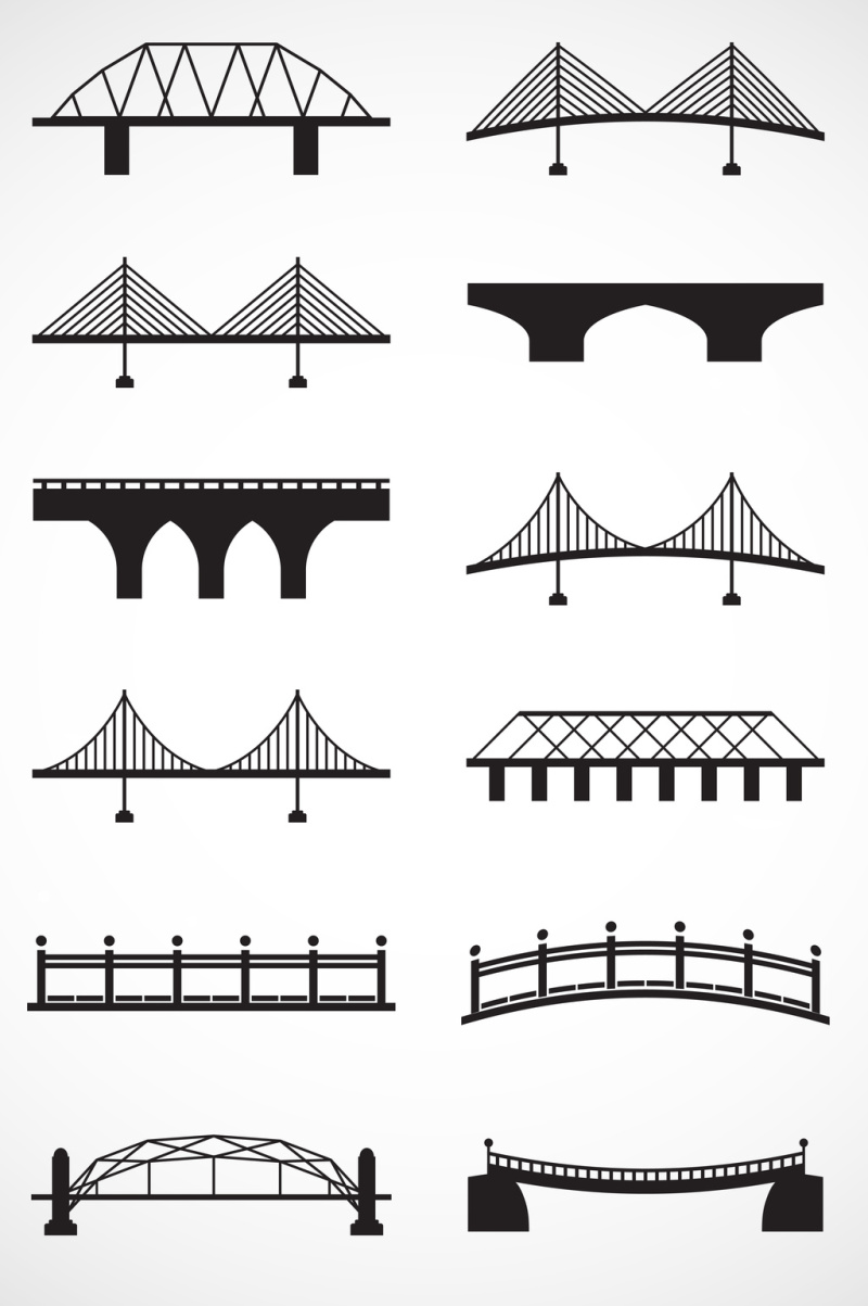 线条建筑桥梁矢量图标图形