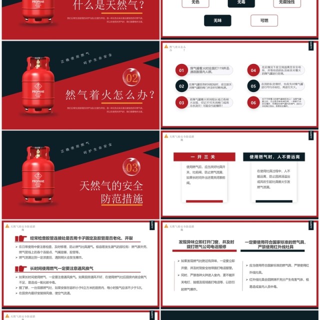 红色简约风燃气安全知识宣传PPT模板