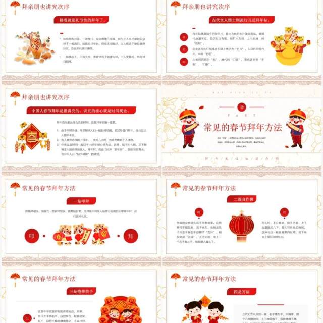 黄色中国风拜年礼仪知识介绍PPT模板 黄色中国风拜年礼仪知识介绍PPT模板