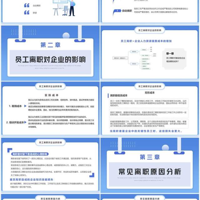 蓝色简约风如何降低员工离职率PPT模板