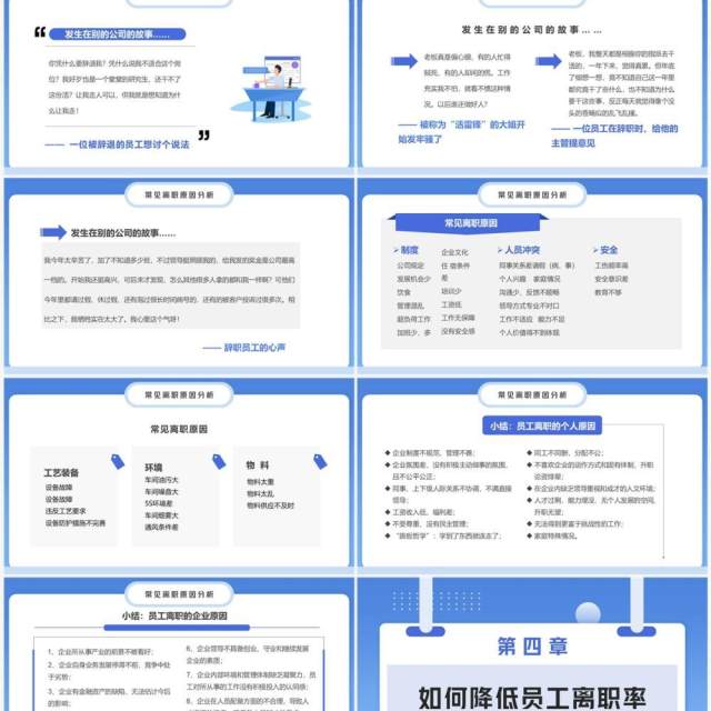 蓝色简约风如何降低员工离职率PPT模板 蓝色简约风如何降低员工离职率PPT模板