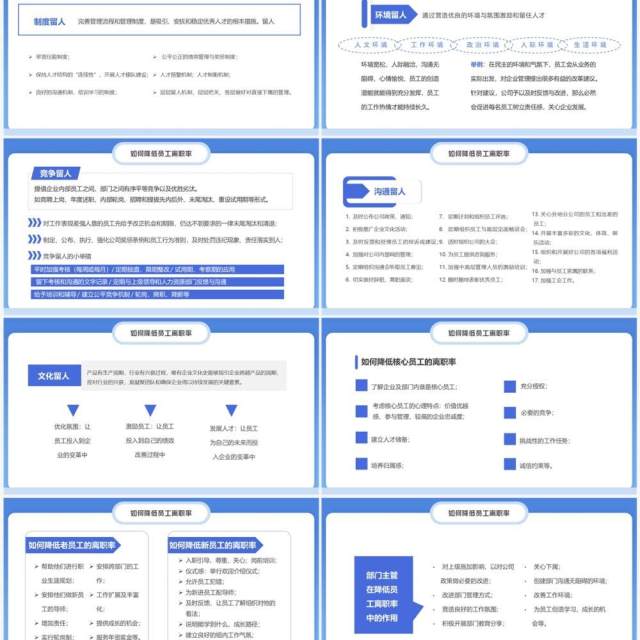 蓝色简约风如何降低员工离职率PPT模板