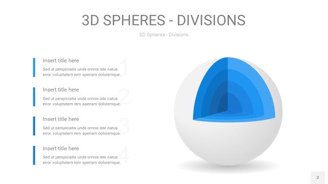 渐变蓝色3D球体切割PPT信息图2