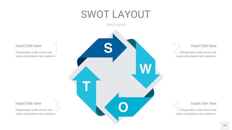 宝石蓝SWOT图表PPT24