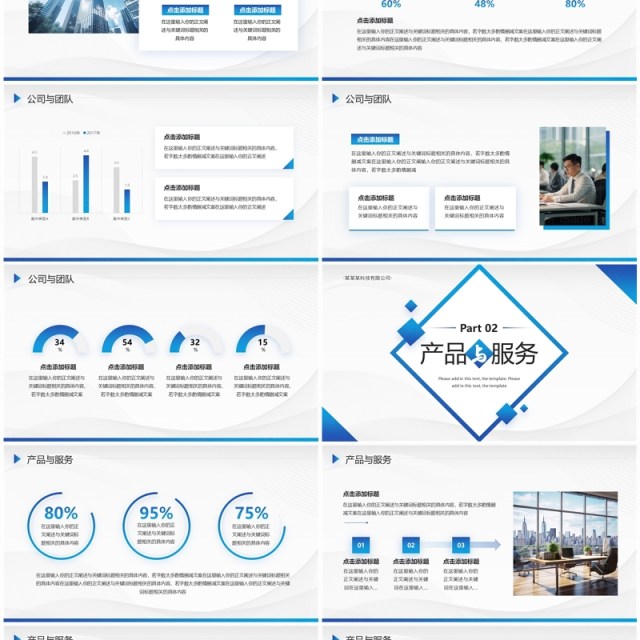 蓝色渐变商务风企业宣传介绍PPT模板