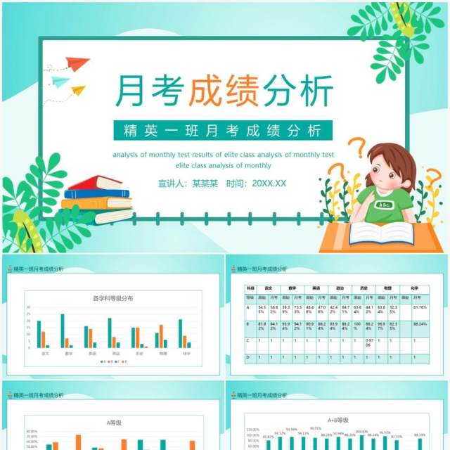 精英一班月考成绩分析动态PPT 精英一班月考成绩分析动态PPT