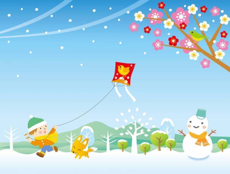 风筝炒的孩子和狐狸