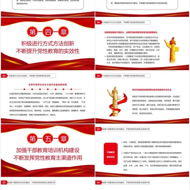 红色简约百年党性教育的历史经验及启示PPT模板