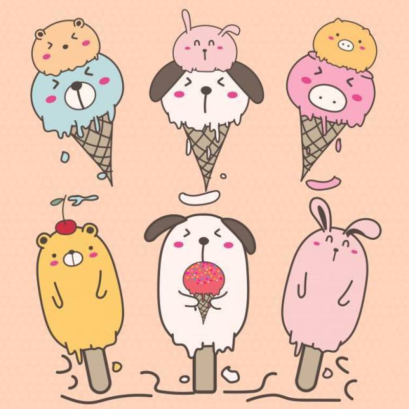 Set Of Cute Ice Cream.