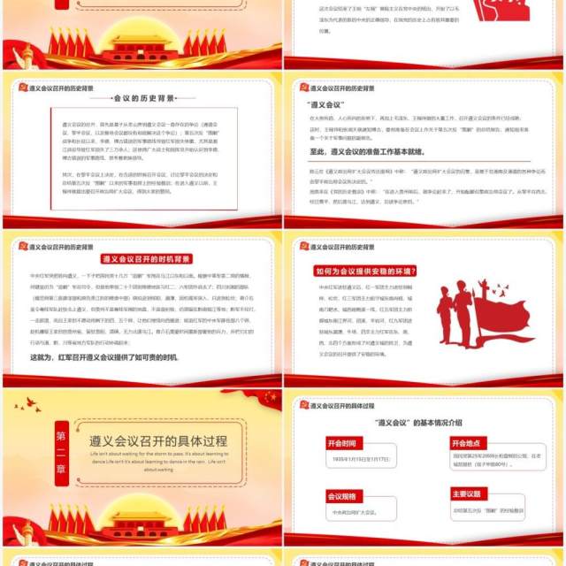 红色党政风遵义会议与长征胜利党史学习教育PPT模板 红色党政风遵义会议与长征胜利党史学习教育PPT模板