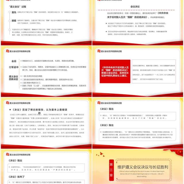 红色党政风遵义会议与长征胜利党史学习教育PPT模板 红色党政风遵义会议与长征胜利党史学习教育PPT模板