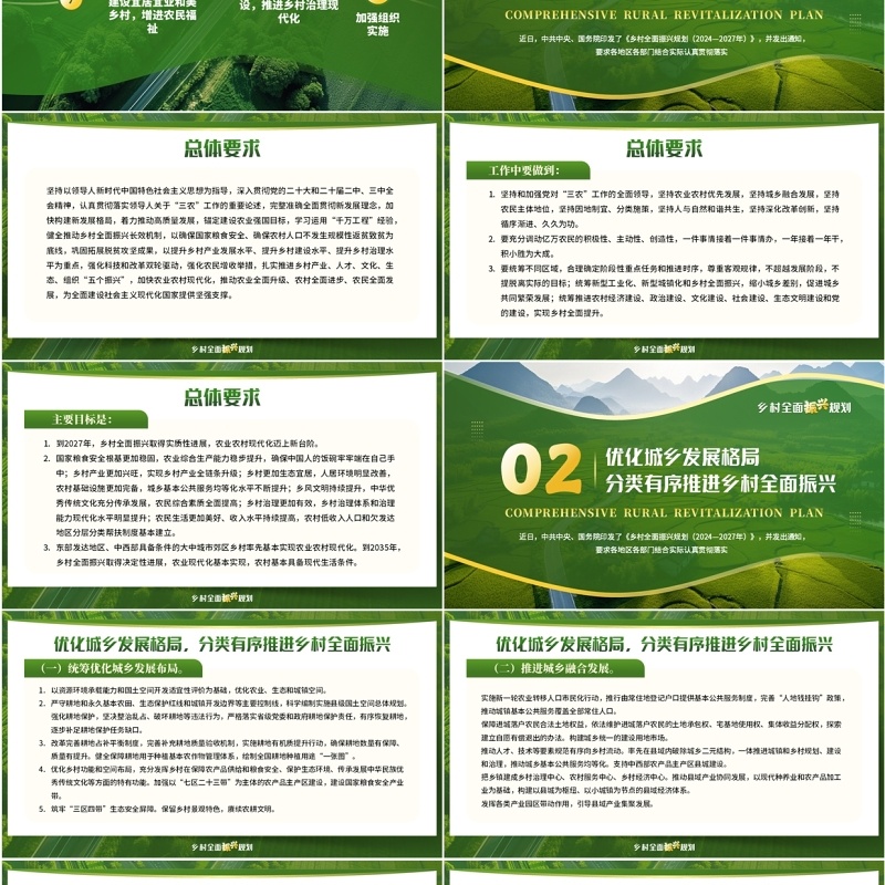 绿色简约风乡村全面振兴规划PPT模板