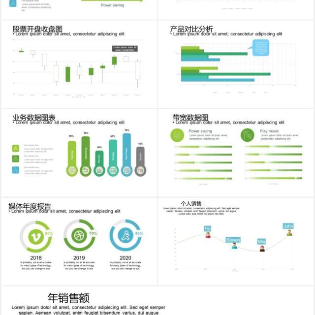 组织框架百分比折线拼图可视化图表集PPT模板