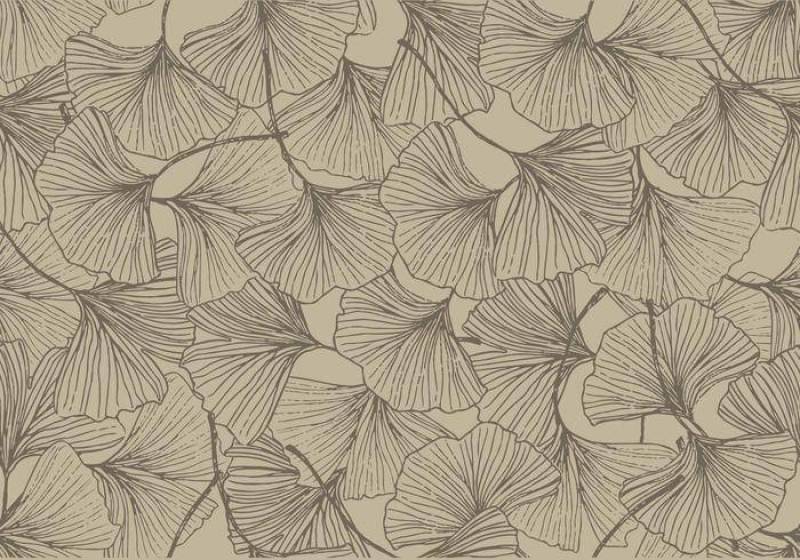 银杏复古色彩无缝模式矢量