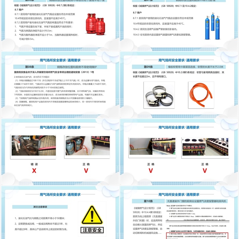 蓝色餐饮场所液化燃气使用安全PPT模板