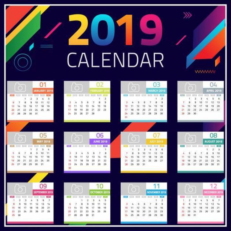 2019 Calendar design template