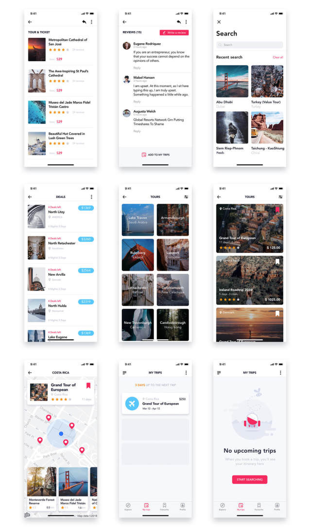 EasyGo - 适用于Iphone X，EasyGo的旅行应用UI工具包 - Travel App UI Kit