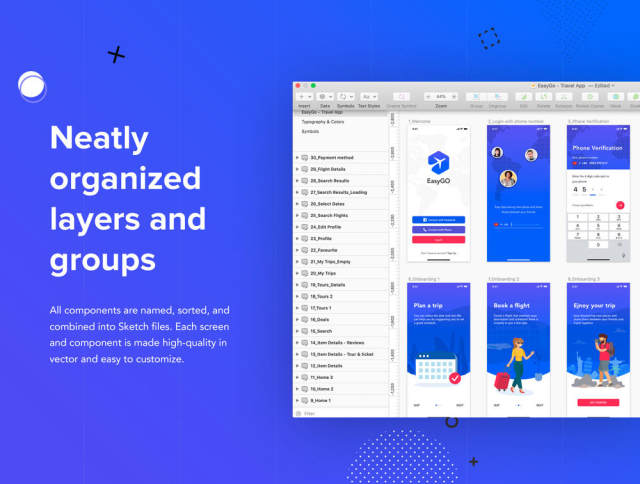 EasyGo - 适用于Iphone X，EasyGo的旅行应用UI工具包 - Travel App UI Kit