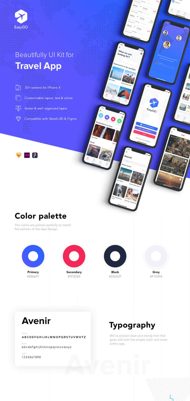 EasyGo - 适用于Iphone X,EasyGo的旅行应用UI工具包 - Travel App UI Kit EasyGo - 适用于Iphone X,EasyGo的旅行应用UI工具包 - Travel App UI Kit
