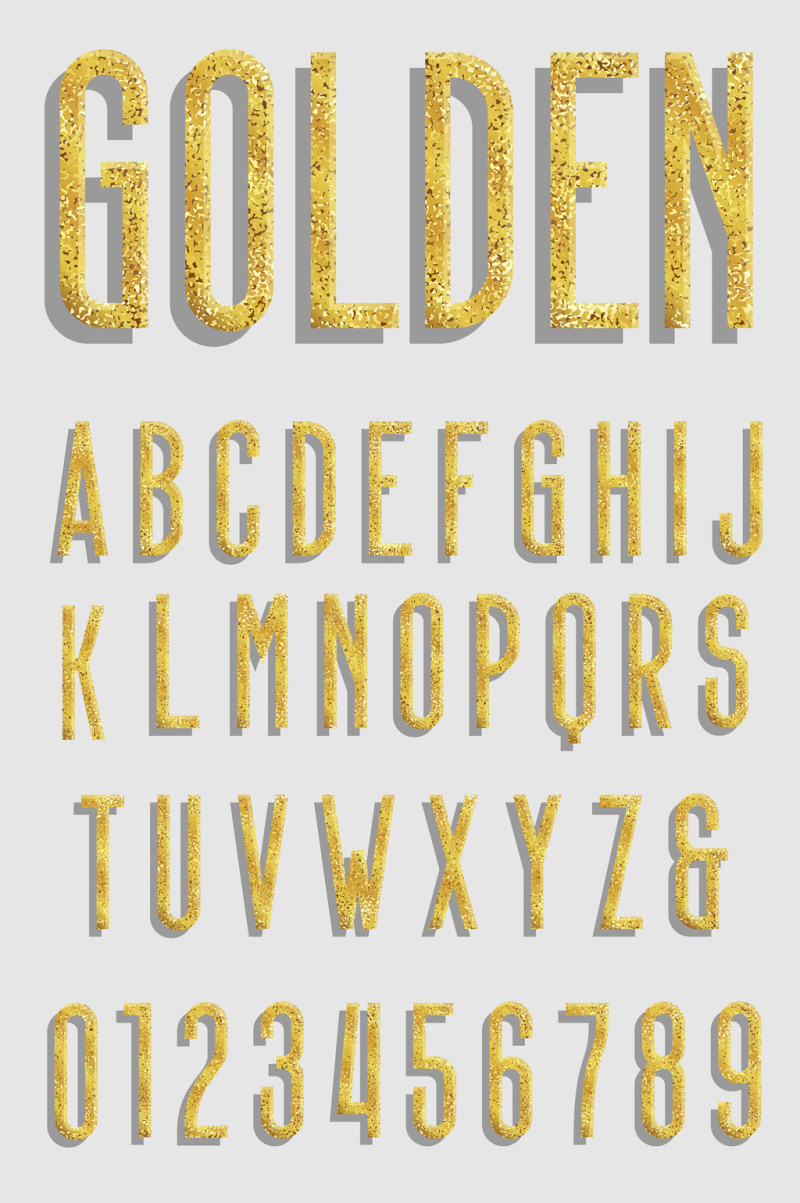 金色英文字母矢量设计
