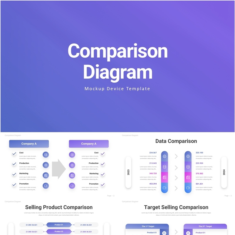 对比图PPT图表模板Comparison Diagram - Infographic Presentation Template