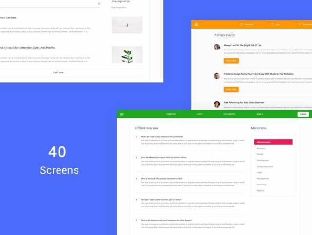 40个仪表板灵感来自Sketch App和Adobe XD的Material Design，Material Design Dashboards UI Kit